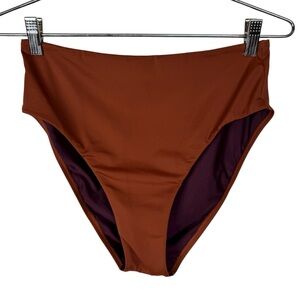 Title Nine Streamline High Waisted Bikini Bottom, Burnt Orange, Size M